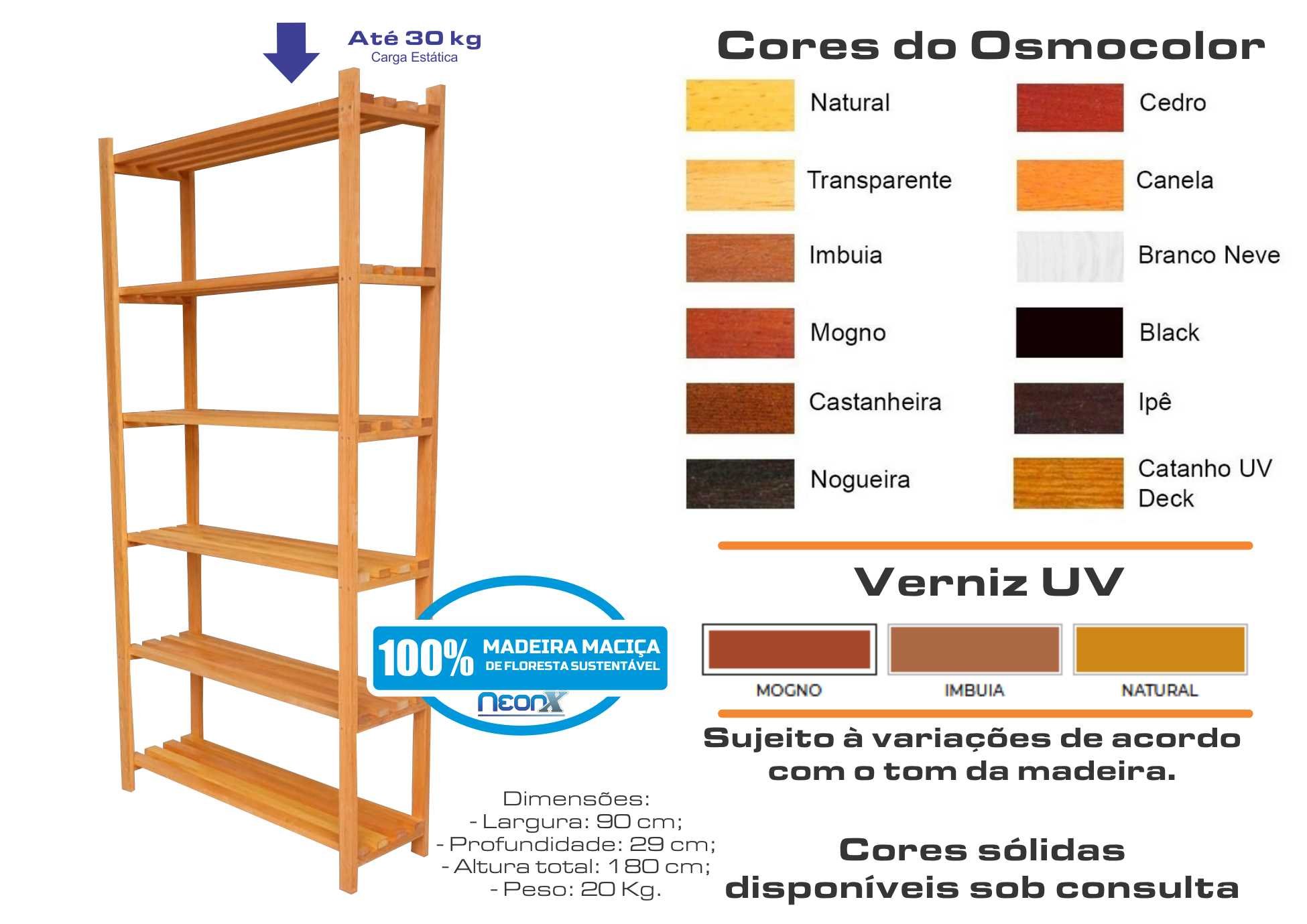 Estante Modular 6 Prateleiras Madeira 180x90x29 Cm Pintada Neonx:osmocolor Canela Semi Tran - 3