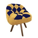 Ver imagem 2 de Poltrona Paloma Escritório Sala Giratória Madeira Suede Mostarda e Suede Azul Marinho - Dominic Deco