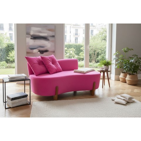 Namoradeira Sofá Feijão Luna 130cm Orgânica Veludo Rosa Pink