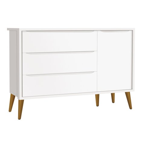 Cômoda Sapateira Théo New Branco Fosco com Madeira - MoveisAqui