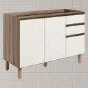 Ver imagem 2 de Balcao para Pia 2p 3g 120cm Mdf Kali 16417 Carvalho Toq Off White Cetim Nicioli