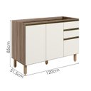 Ver imagem 3 de Balcao para Pia 2p 3g 120cm Mdf Kali 16417 Carvalho Toq Off White Cetim Nicioli