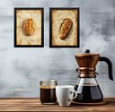 Ver imagem 2 de Kit 2 Quadros Decorativos Cozinha Pães Vintage 45x34cm - com Vidro:moldura Branca