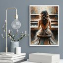 Ver imagem 2 de Quadro Decorativo Mulher Tocando Piano 45x34cm - com Vidro:moldura Branca