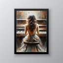 Ver imagem 1 de Quadro Decorativo Mulher Tocando Piano 45x34cm - com Vidro:moldura Branca