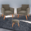 Ver imagem 1 de Jogo de Poltronas e Puff Milan Veludo Conforto Cappuccino Matrix 64cm 110kg
