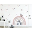 Ver imagem 1 de Adesivo de Parede Infantil Arco Íris Boho e Bolinhas Meninas