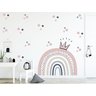 Adesivo de Parede Infantil Arco Íris Boho e Bolinhas Meninas - 1