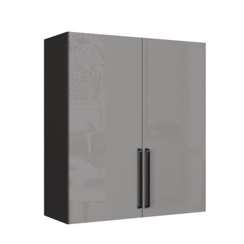 Armario Aereo Cozinha 80 Cm Diamante 2 Portas Chumbo/titanio - Indékes