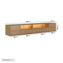 Ver imagem 3 de Rack Suspenso 2 Portas 2 Gavetas com LED Horizonte CabeCasa MadeiraOriginals Marrom/Freijó