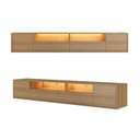 Ver imagem 2 de Rack Suspenso 2 Portas 2 Gavetas com LED Horizonte CabeCasa MadeiraOriginals Marrom/Freijó