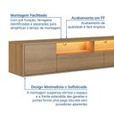 Ver imagem 5 de Rack Suspenso 2 Portas 2 Gavetas com LED Horizonte CabeCasa MadeiraOriginals Marrom/Freijó