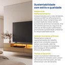 Ver imagem 6 de Rack Suspenso 2 Portas 2 Gavetas com LED Horizonte CabeCasa MadeiraOriginals Marrom/Freijó