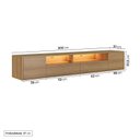 Ver imagem 3 de Rack Suspenso 2 Portas 2 Gavetas com LED Horizonte CabeCasa MadeiraOriginals Marrom/Freijó