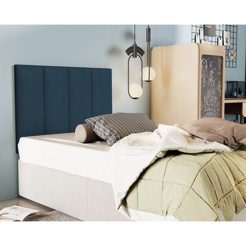Cabeceira Painel Estofada Cama Box Solteiro Madri 0,90 Azul Marinho