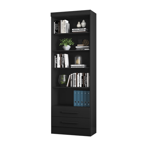 Estante Livreiro Multiuso Laura c/ 2 Gavetas Preto Fosco