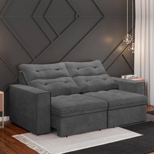 Sofá Retrátil e Reclinável com Baú Maverik 2 Lugares Suede 