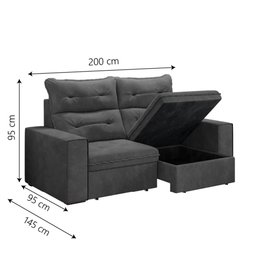 Sofá Retrátil e Reclinável com Baú Maverik 2 Lugares Suede  - 4