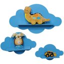 Ver imagem 1 de Trio de Nichos Nuvem em Mdf Prateleira Decorativa para Quarto Infantil Azul