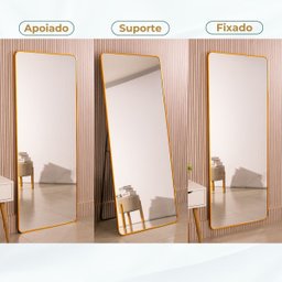 Espelho Grande Retangular com Moldura Metal Corpo Inteiro 170 X 70 Cm C/suporte de Chão - 3
