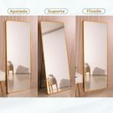 Ver imagem 3 de Espelho Grande Retangular C/ Moldura Metal Corpo Inteiro 170X70  Moderno  C/Suporte de Chão e Parede