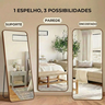 Espelho Grande Retangular C/ Moldura Metal Corpo Inteiro 170X70  Moderno  C/Suporte de Chão e Parede - 3
