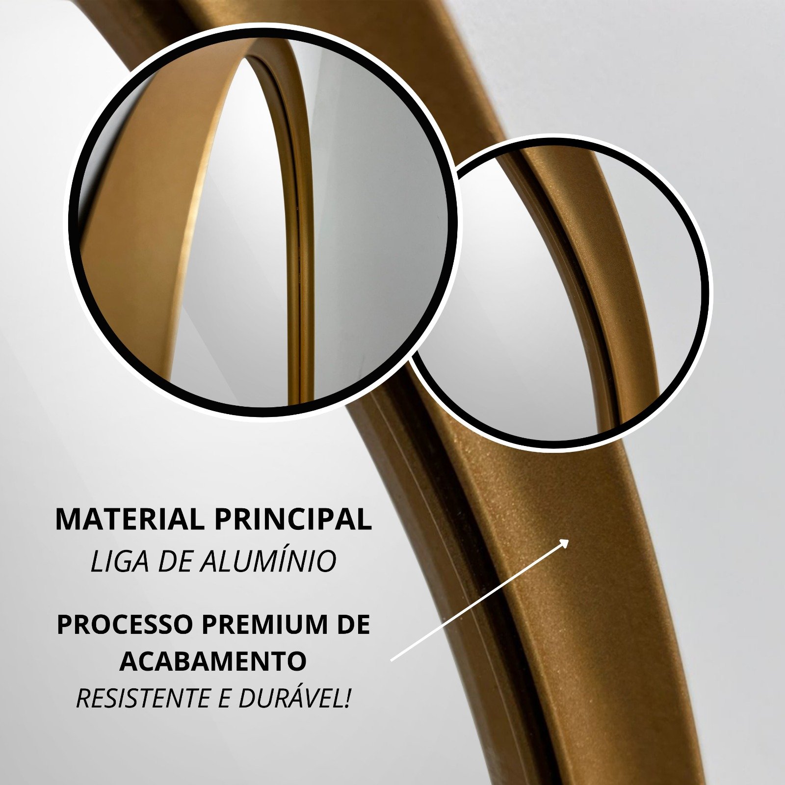 Espelho Grande Retangular com Moldura Metal Corpo Inteiro 170 X 70 Cm C/suporte de Chão Bronze - 4