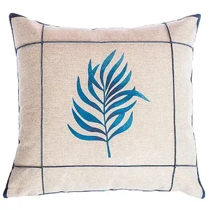 Capa Almofada Linho Floral Luxo 45x45 - Azul Marinho