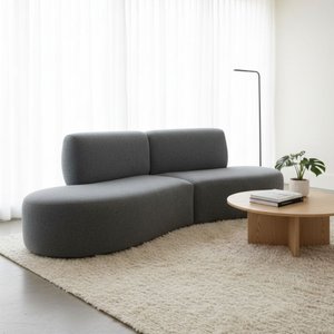 Sofá Orgânico Módulo Curvo Savana Boucle Cinza Escuro - Vimont Moveis