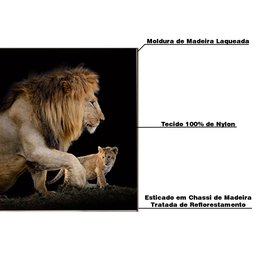 Quadro Decorativo 50x70 cm Leão 012 com Moldura Laqueada Preto - Gran Belo - 3