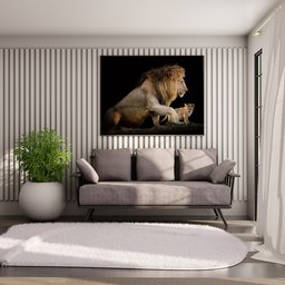 Quadro Decorativo 50x70 cm Leão 012 com Moldura Laqueada Preto - Gran Belo - 5