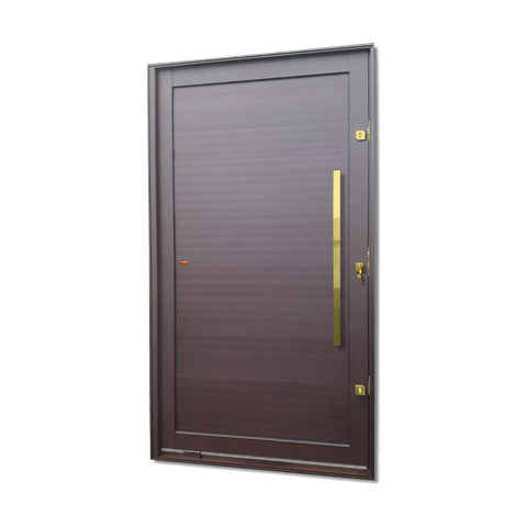 Porta Pivotante Alumínio Lambril c/Pux.D.Elite Marrom Corten Gold 216x150 Brimak