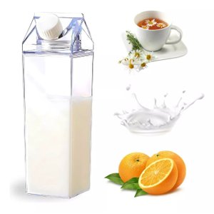 Garrafa Caixa de Leite Geladeira Água Suco Acrílico 1000ml