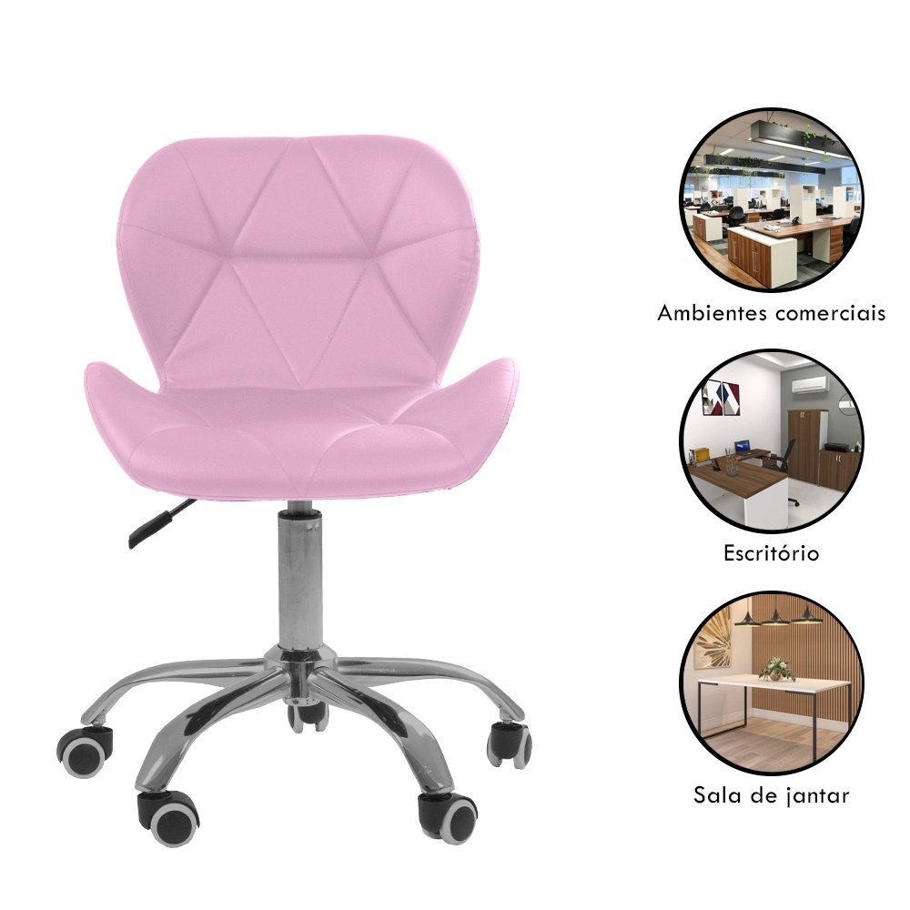 Cadeira Office Eiffel Slim Com Base Giratória E Ajustável - Rosa - 2