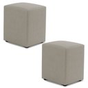 Ver imagem 1 de Kit 02 Puffs Decorativos Sala de Estar Quadrado 36x47cm Linho Bege - Desk Design