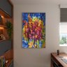 Quadro Decorativo Tela Canvas Abstrato Cidade Vertical Com Moldura Prata - 90x60 cm - 3
