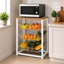 Ver imagem 1 de Fruteira para Cozinha com Suporte para Micro-Ondas 3 Cestos Ferro Branco Tampo Canela