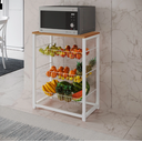 Ver imagem 1 de Fruteira com Suporte para Micro-ondas Barcelona Aço Branco Cesto Branco Tampo Canela