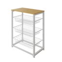 Ver imagem 2 de Fruteira para Cozinha com Suporte para Micro-Ondas 3 Cestos Ferro Branco Tampo Canela