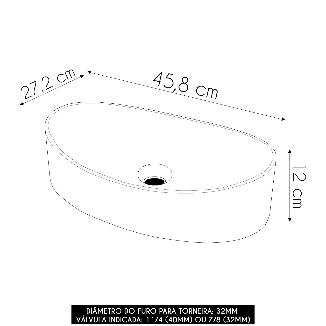Cuba Pia para Banheiro Oval Canoa 46cm Tânia C08 Preto - Mpozenato - 4