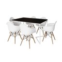 Ver imagem 6 de Mesa Jantar Industrial Retangular Preta 137X90Cm Base V Ferro Branco C/6 Poltronas Branca M Preto