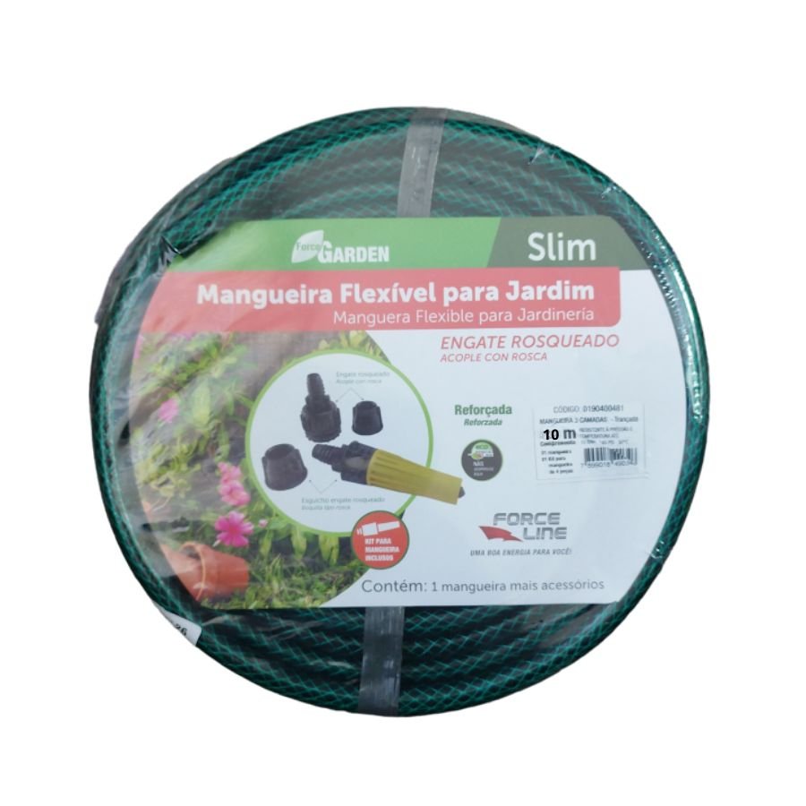 Mangueira Trançada Slim com Engate Rosqueado e Esguicho Force Line. - 2