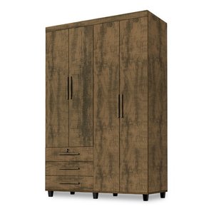 Guarda Roupas Madri Roupeiro 4 Portas + 3 Gavetas Amêndoa SAO MIGUEL