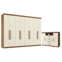 Ver imagem 1 de Guarda Roupa Casal Master New 8 Portas 4 Gavetas MDP Jatobá Areia com Cômoda Havana Santos Andirá
