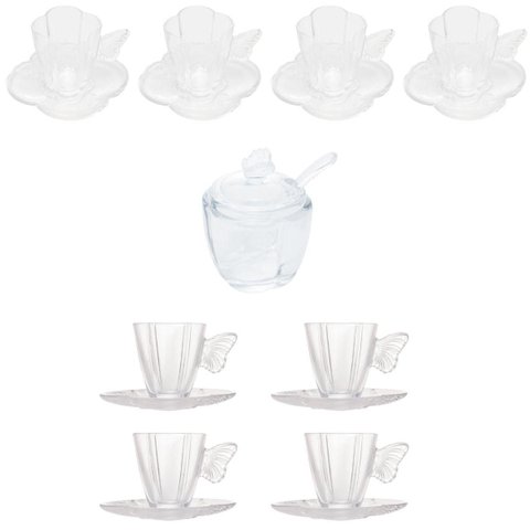 Kit 9 Peças -xícaras Café e Chá com 1-açucareiro Butterfly