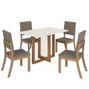 Ver imagem 4 de Conjunto Mesa Jantar Natalí Tampo Mdf com 4 Cadeiras Milla Nature/off White/marrom Amêndoa