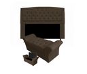 Ver imagem 1 de Cabeceira Geovana e Calçadeira Veneza Baú King 195cm Suede Marrom - LM DECOR