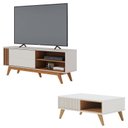 Ver imagem 1 de Bancada Otawa Off White Freijó com Mesa de Centro Jeri Off White Freijó - Colibri
