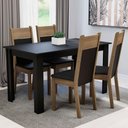 Ver imagem 1 de Conjunto Sala de Jantar Madesa Havana Mesa Tampo de Madeira com 4 Cadeiras - Preto/rustic