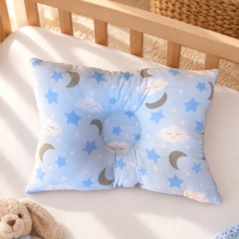 Travesseiro Anatômico Bebê Berço Carrinho 27x37cm Hipoalergênico Algodão